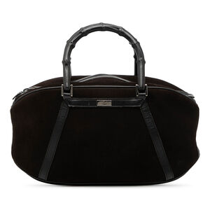 Pre-Loved Gucci Suede Bamboo Handbag
